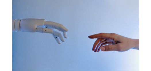 One human and One Robot hand touching